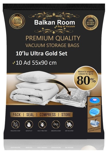 Balkan Room Vakum Hurcu 10'lu Ultra Gold Set Vakumlu Hurç Şeffaf