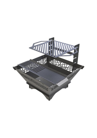 Portatif Ateş Çukuru Kademeli Izgaralı Bahçeniz İçin Dekoratif Siyah