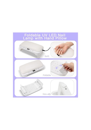 Xurunkeji Kol Dayanaklı Uv Tırnak Lambası, Uv Eldiven, Jel Oje İçin Led Tırnak Işığı, 4 Zamanlayıcılı Katlanabilir Tırnak Kurutucusu, Ab Fişi