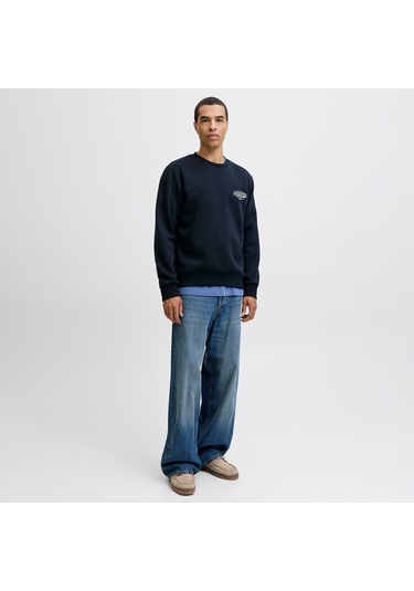 Jack&jones Makoto Crew Neck Erkek Lacivert Yuvarlak Yaka Sweatshirt Lacivert