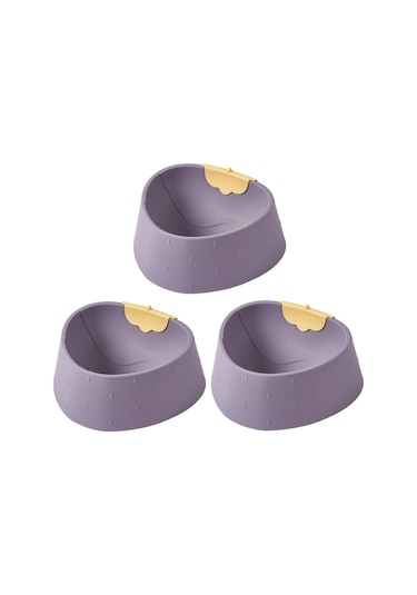 Cbtx Çilek Şekilli Hayvan Kasesi Kedi Karikatür Kaymaz Kase Gri