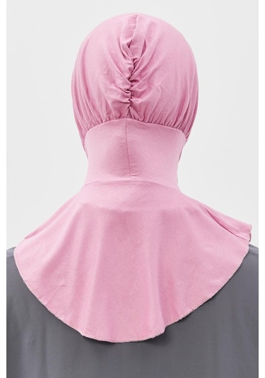 Kadın Tesettür Pratik Boyunluklu Hijab - Sporcu Bone Koyu Pembe