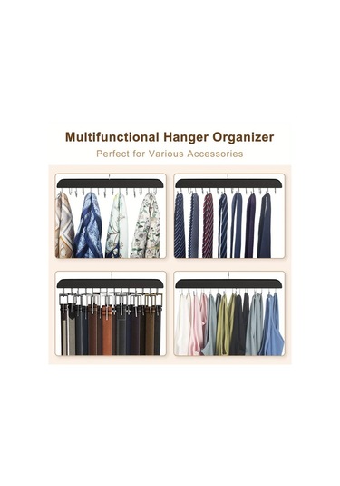 Chuangyinshop Siyah 14 Kancalı Ahşam Askılık, Kravat Atkı Kemik İçin Çok Amaçlı Düzenleyici Siyah