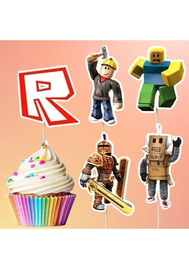 Kürdan Roblox Temalı 10lu Doğum Günü Cupcake İkramlık Süsü
