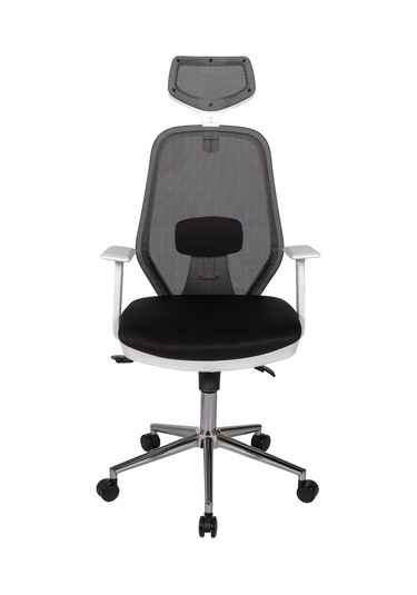 Ofisbazaar Dali Beyaz Fileli Yönetici Koltuğu Ergonomik Başlıklı Ofis Koltuğu Siyah Fileli Siyah
