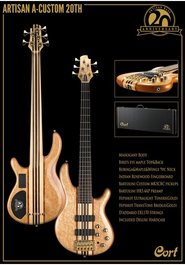 Cort A4 Custom 20thnat Bas Gitar Natürel Çantalı Manyetikler