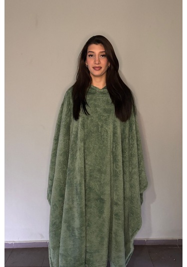 Giyilebilir Hoodie Battaniye Rahat Kalıp Tek Beden Çağla Yeşili