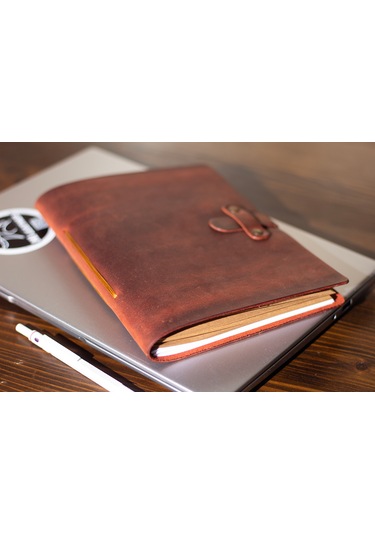 Kişiye İsme Özel Hakiki Deri A5 Defter / Ajanda Rose