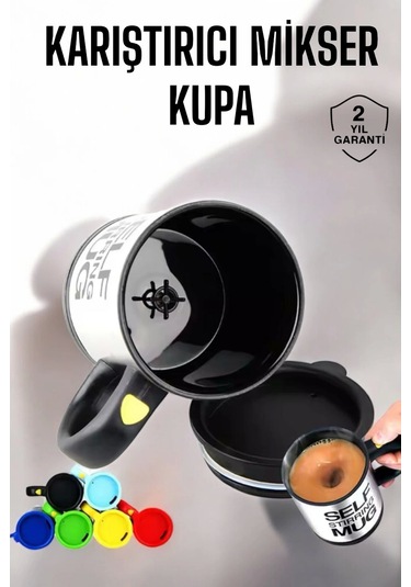 Yazılı Kupa Kendi Kendini Karıştıran Mikser Kupa Termos Bardak Çok Renkli