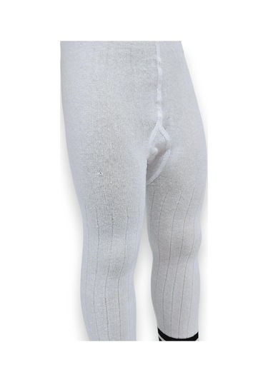 Çizgili Pamuklu Çocuk Külotlu Çorap Beyaz