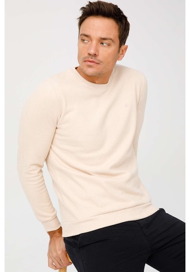 İgs Erkek Bej Standart Bisiklet Yaka Triko Bej