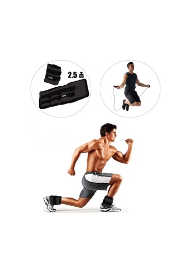 2,5 Kg X 2 Adet Siyah El Ayak Bileği Ağırlığı + Atlama İpi Siyah