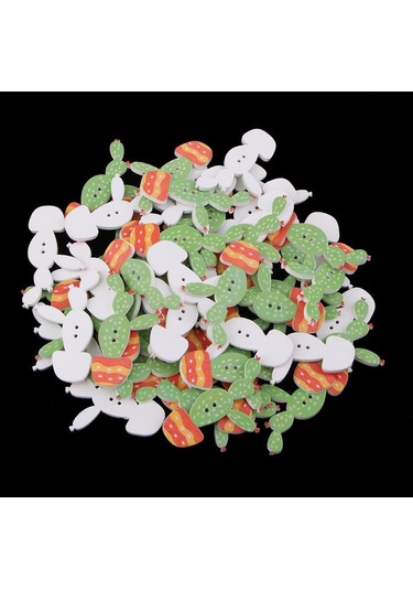 Suntek Magideal 50 Adet 2 Delik Ahşap Düğmeler Dekoratif Sevimli B-tipi