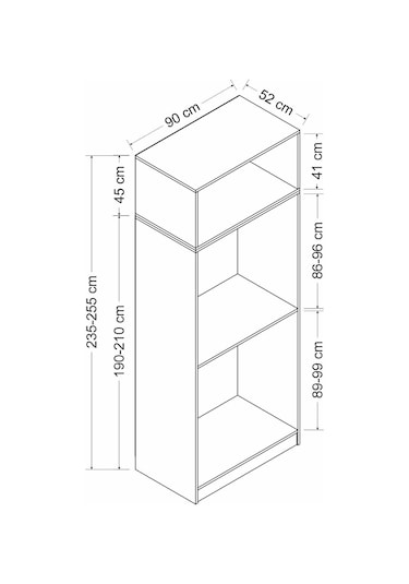 Minar Kale 2 Kapaklı 2 Aynalı Dolap Ve Yüklük Antrasit 255cm Antrasit