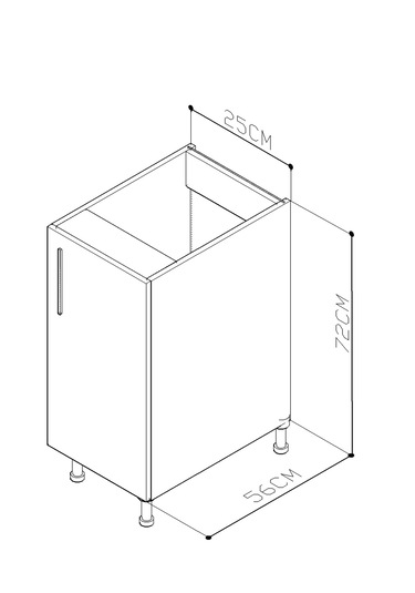 25 Cm Tek Kapak Mutfak Alt Dolabı