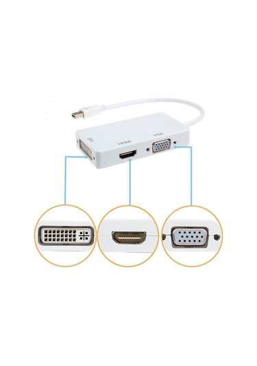 Thunderbolt To Hdmi Dvi Vga Çevirici Kablo 3 In 1