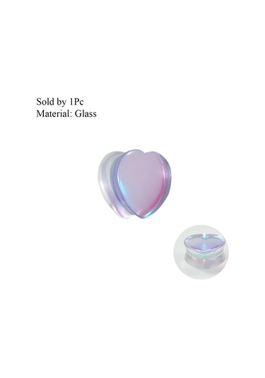 Dreamlee Kalp Şekilli Çift Flared Taşlı Kulak Tüneli Genişletici Pirsing Takısı Saf Altın Renk Chına Altın