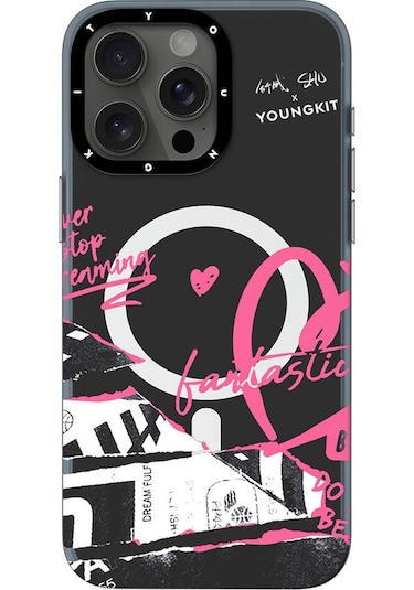 İphone 15 Pro Uyumlu Kılıf Magsafe Şarj Özellikli Shu Tasarımlı Youngkit Dreamland Serisi Siyah