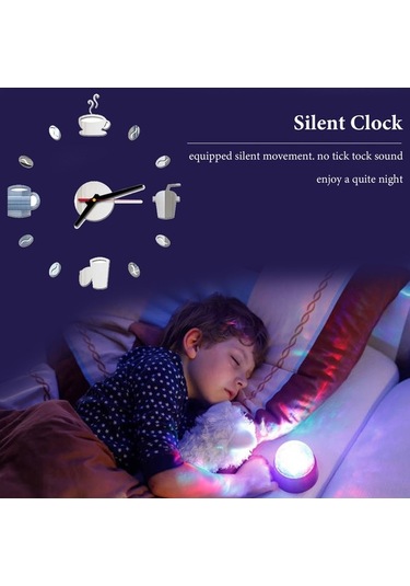 Dancemonkey Modern Dıy Saat - Sessiz, 40cm Akrilik, Gümüş Dekoratif Gümüş