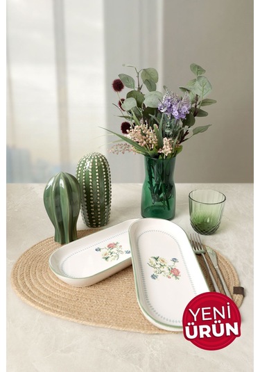 Keramika Rose Line Noyan Kayık Tabak 26 Cm 2 Adet 22913 Çok Renkli