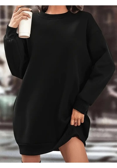 Kadın Uzun Kollu Bisiklet Yaka Iki Iplik Elbise Çok Renkli