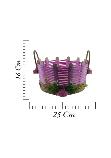 Makyaj Organizer Hasır Sepet Takı Kutusu Komidin Üstü Çok Amaçlı El Yapımı Pembe