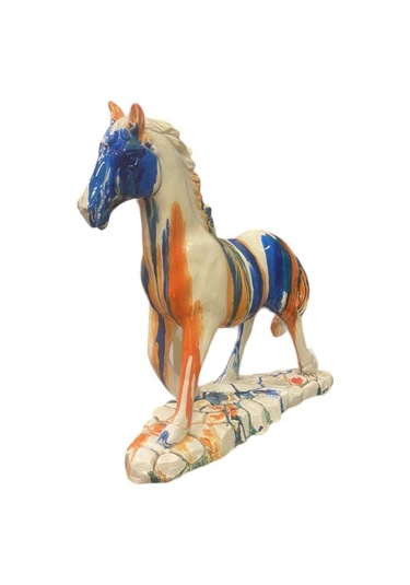 T.concept Dekoratif Sakin Beyaz At Biblo Renkli 35 X 35 Cm