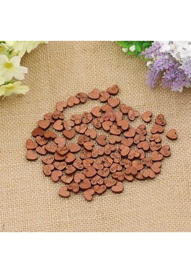 100 Adet Ahşap Aşk Kalp Düğmesi Düğün Masa Dağılımı Konfeti Dekorasyon El Sanatları Love Letter