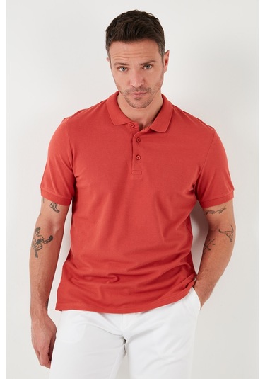 Buratti Pamuklu Regular Fit Düğmeli Erkek Polo Yaka T Shirt 5902127 Kiremit