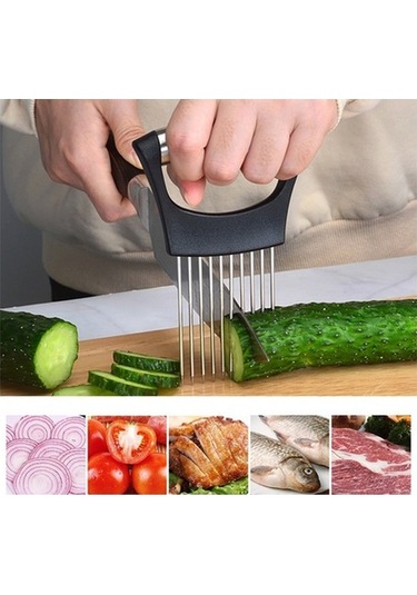 Dancemonkey Cbtx Çelik Soğan Çatalı Tutucu Pimi, Mutfak Sebze Dilimleme Yardımı Beyaz