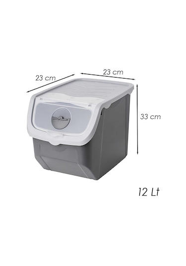 Porsima Coral 3 lü Çok Amaçlı Plastik Patates Soğan Sarımsak Saklama Kutusu 12 L - Gri