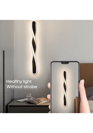 Besthome1 Modern Spiral Led Aynalı Duvar Lambası: Yüksek Kalite Metal, Enerji Tasarruflu, Oturma Odası Ve Yatak Odası İçin Deko Siyah