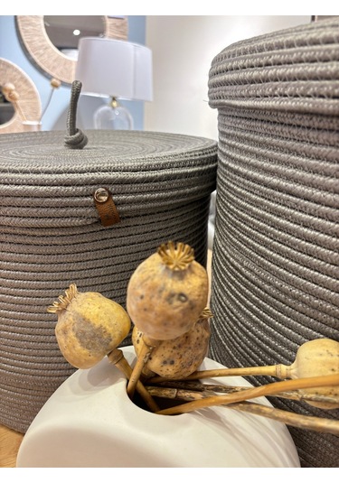 Victor Çok Amaçlı Düzenleyici Kapaklı 3'lü Sepet,kapaklı Kirli Çamaşır Sepeti, Kapaklı Organizer Gri