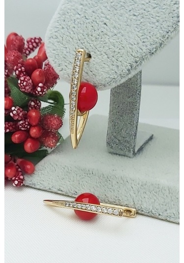 Rose Altın Kaplama Vip Seri Xuping Zirkon Taşlı V Küpe 2,8 CM