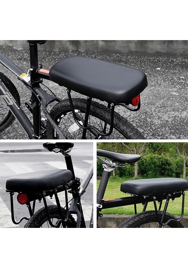Bisiklet Arka Koltuk Bisiklet Mtb Dağ Bisikleti Pu Deri Yumuşak Rahat Yastık Bisiklet Arka Raf Siyah