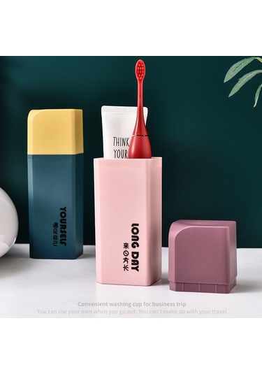 Sones Taşınabilir Diş Fırçası Varil Gargara Kupası Basit Seyahat Seti Kupası Gül Pembesi Diğer