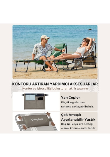 Kingcamp Magnolia B10 Plus Hands-free Premium 7 Kademeli Katlanır Şezlong Grey/white Gri