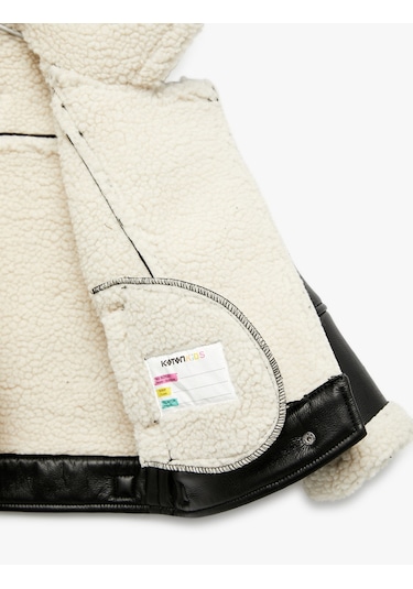 Koton Uzun Kollu Kruvaze Yaka Suni Deri Biker Ceket Siyah 6wmg20017aw Siyah