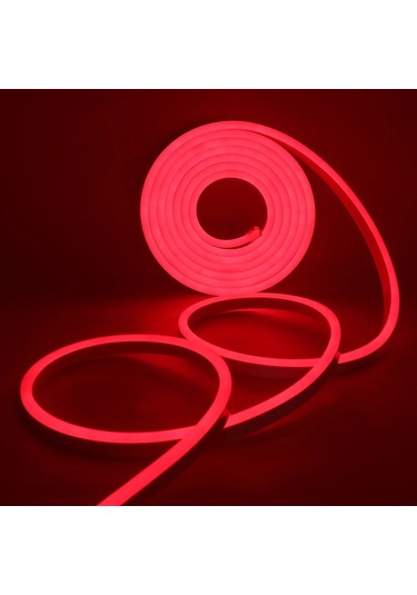 220 Volt Neon Led Kırmızı 5 Mt Ip65 Kırmızı