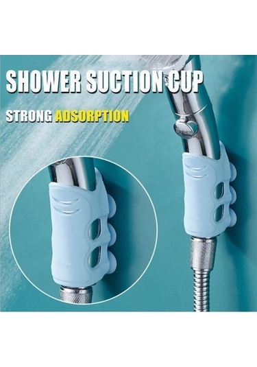 Primepickings Mavi 2 Adet Duş Başlığı Tutucu Yeniden Kullanılabilir Yumruksuz Duş Vantuz Tutucu Banyo Du 2 Katlı Gri