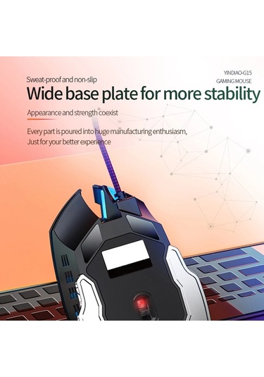 Cbtx Yındıao G15 Ayarlanabilir DPI 6 Tuşlu USB Kablolu Mekanik Oyuncu Mouse