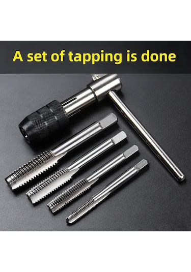 Konesam M3-m8 Uçlu Ve T Tipi Kısa Somun Anahtarı İle El İle Vida Dişleme, Somun Kesme Takımı 6 Parça Seti