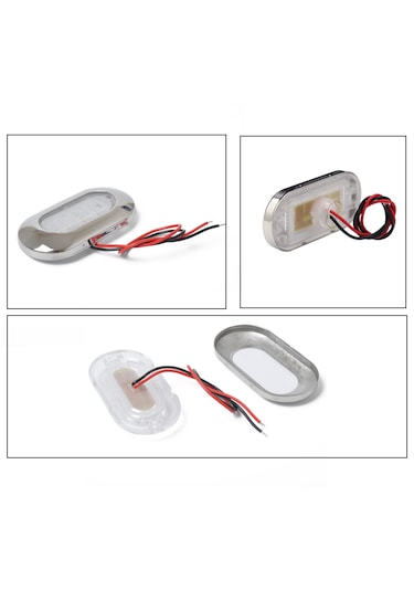 4'lü Tekne Merdiven Lambası. 12v. Krom Çerçeve. Beyaz. Aydınlatma Beyaz