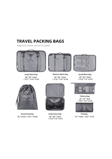 Suofeng Seyahat Saklama Çantası Yedi Parçalı Set Seyahat Kalınlaştırılmış Bavul Giyim Sınıflandırma Saklama Çantası 7 Parçalı Set Üretici Gri Aşağıdaki Gibi Hom-sf Gri