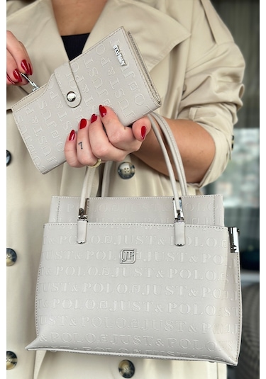 Jps- Just Polo Baskı Desenli Özel Seri El Ve Omuz Çanta Gq-4045-gd - Taş Kombin Taş