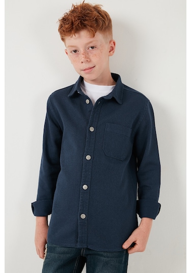 Lela Pamuklu Tek Cepli Düz Yaka Erkek Çocuk Gömlek Cf24W129140G Lacivert