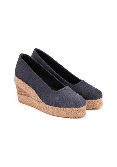 Kot Mavi Kot Mavisi Platformlu Keten Dolgu Topuk Pl1000-1022