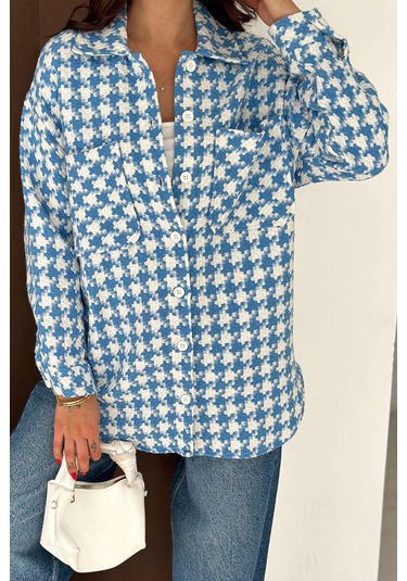 Kazayağı Gömlek Mavi Mavi