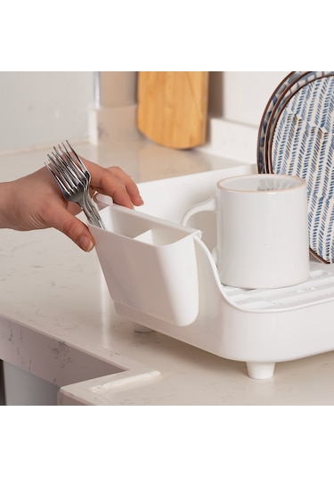 Porsima Akl-060 Beyaz Lüks Tabaklık Bulaşıklık Su Akıtma Kanallı Beyaz
