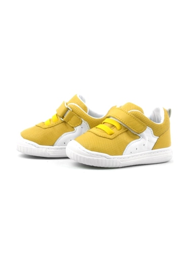 Rakerplus Hakiki Deri Sarı Cırtlı Lastikli Bebek Sneaker Sarı
